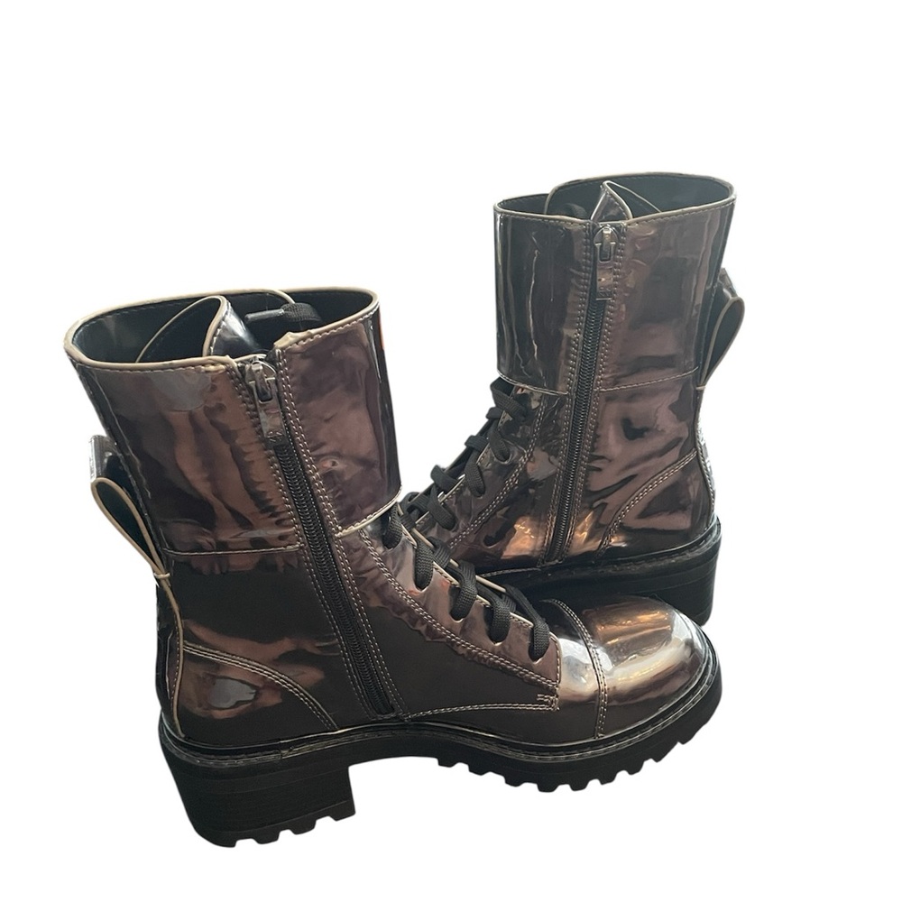 DKNY Metallic Silver Combat Boots - Picture 4 of 7